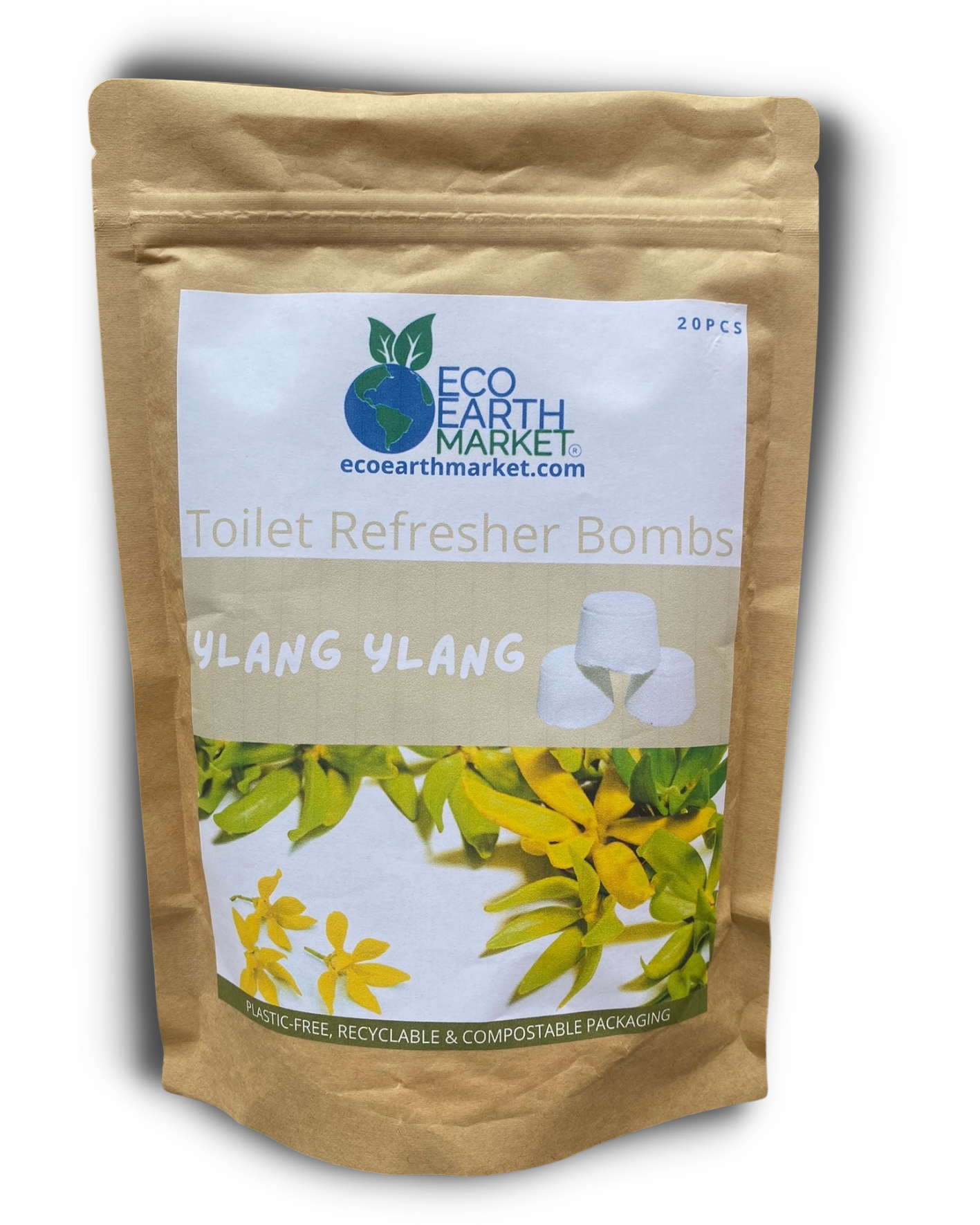 Eco Earth Market Toilet Refresher Bombs - Ylang Ylang - Bag of 20