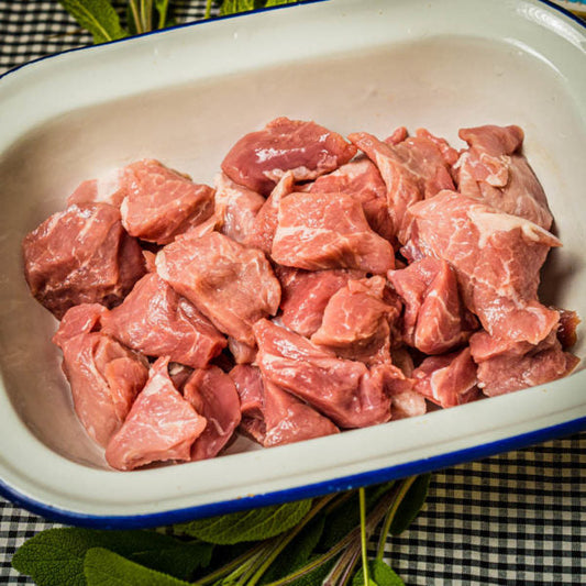 Frozen Organic Rare-Breed Diced Pork - 500G